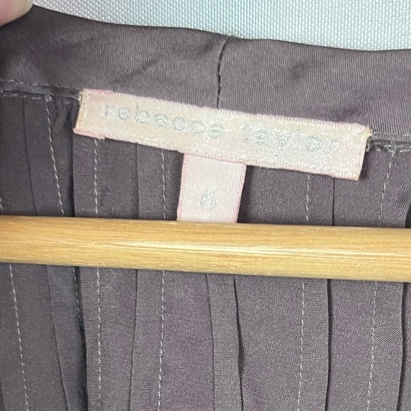 Rebecca Taylor Purple Scoop Neck Pleated Silk Short Sleeve Blouse 6 - Picture 4 of 4